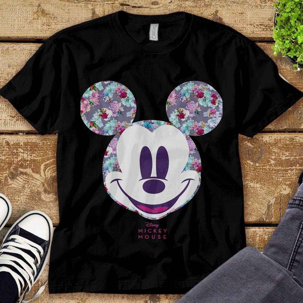 Disney Year of the Mouse Floral Mickey Mouse Unisex Tee Adult T-shirt Kid Shirt